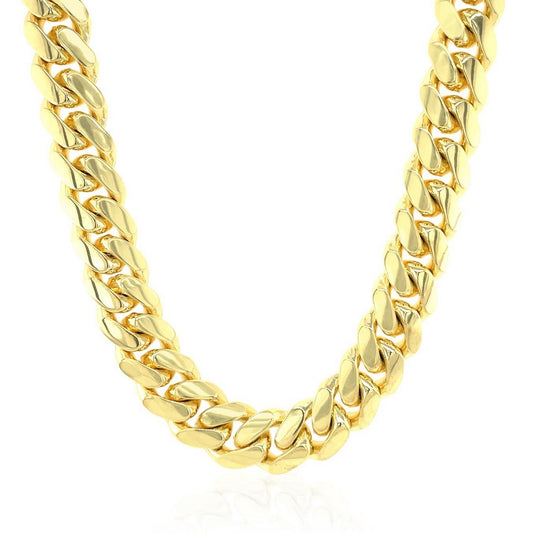 14K Yellow Gold Classic Solid Miami Cuban Chain Necklace (10.10mm) – True Pure Gold