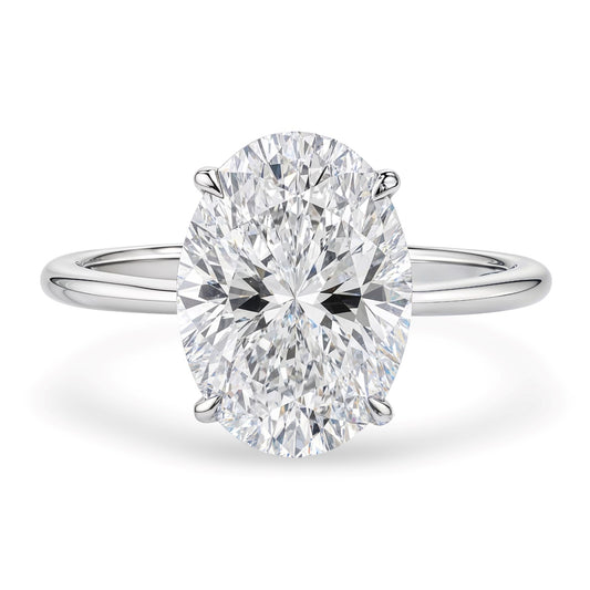 5 Carat Oval Lab Grown IGI G/VS1 Diamond Solitaire Ring in 14K White Gold