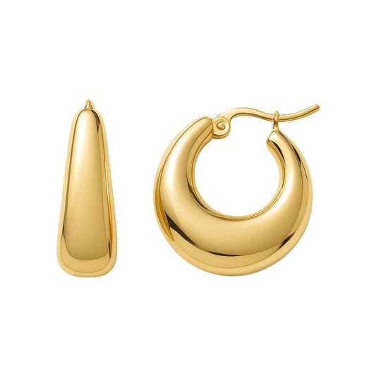 Medium Tapered Hoop Earrings in 14K Yellow Gold