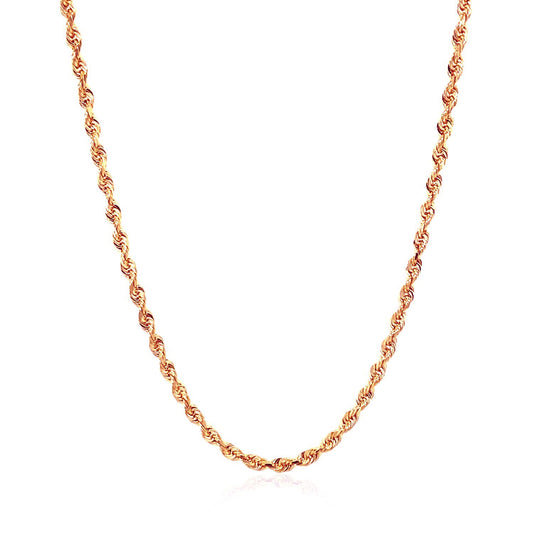 14K Rose Gold Solid Diamond Cut Rope Chain (2.30mm)