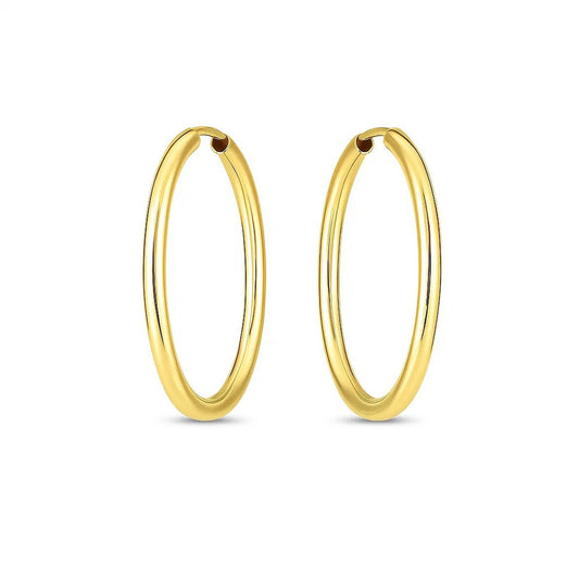14k Yellow Gold Endless Oval Hoop Earrings(2x25mm)