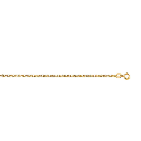 14K Yellow Gold Machine Rope Chain (1.00mm)