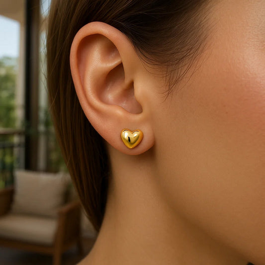 Small 14K Yellow Gold Polished Heart Stud Earrings