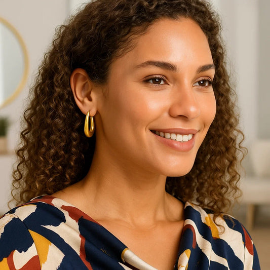 14K Yellow Gold Graduated Oval Hoop Earrings