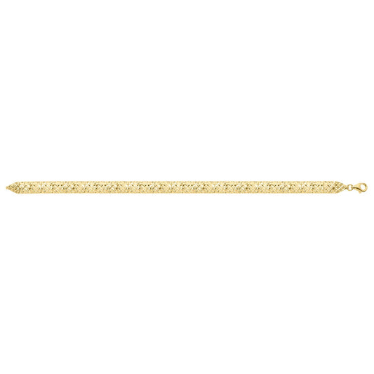 10K Yellow Gold Diamond Cut Square Link Bracelet