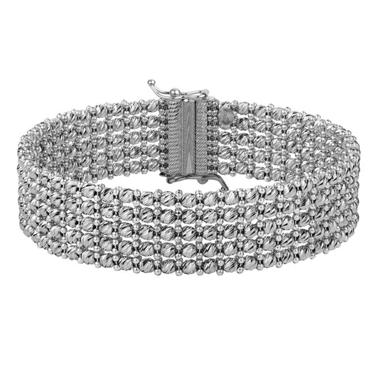14K White Gold Diamond-Cut Red Carpet Bracelet (14.10 mm)