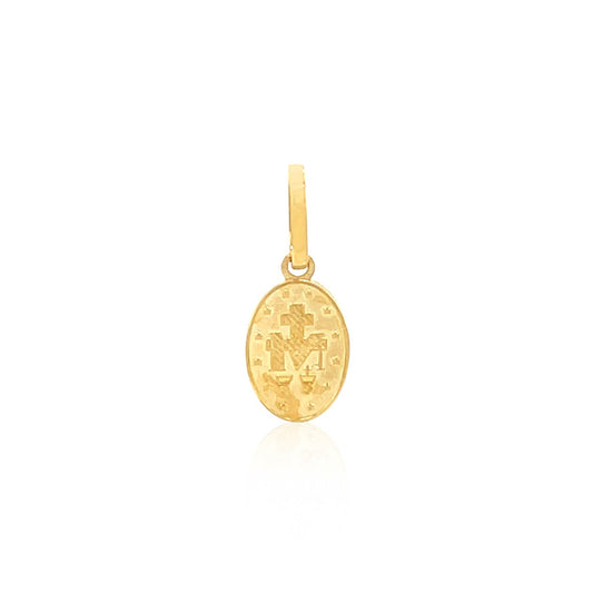 14K Yellow Gold Oval Religious Medal Pendant