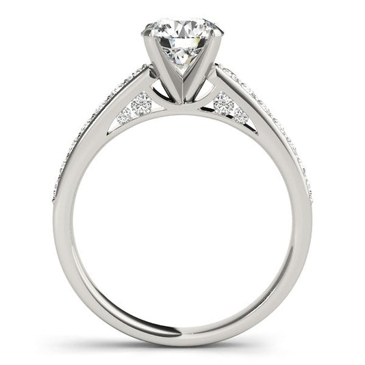 14K White Gold Single Row Prong Set Diamond Engagement Ring – 1 3/8 cttw