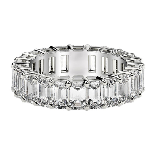 14K White Gold Emerald Cut Lab Grown Diamond Eternity Ring – 6 cttw F–G/VS2