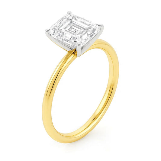 5 Carat Emerald Cut Lab Grown Diamond Solitaire Ring – IGI Certified G/VS1 in 10K Yellow Gold