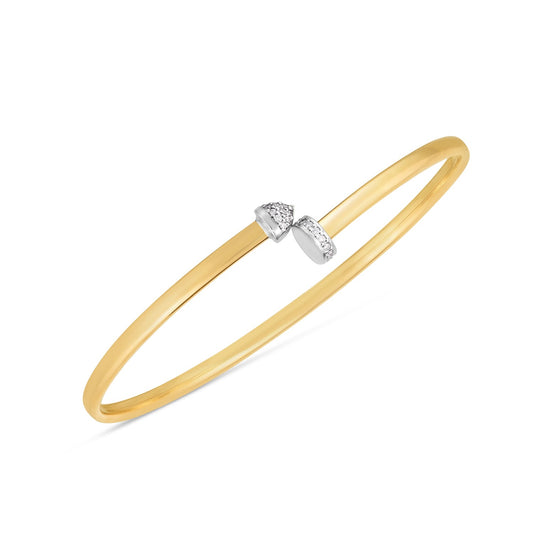 14K Two-Tone Gold Diamond Bangle Bracelet (3.00 mm)