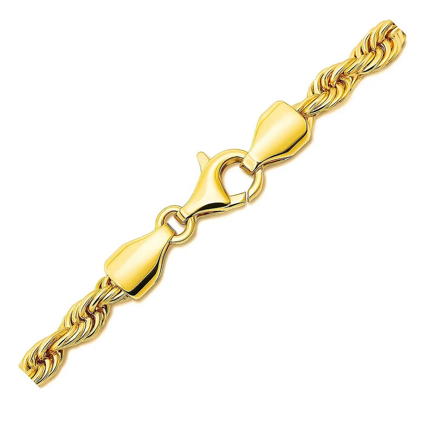 14K Yellow Gold Solid Diamond Cut Rope Chain Necklace (5.00 mm)