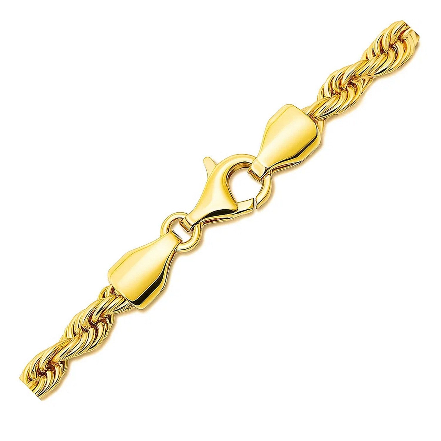 14K Yellow Gold Solid Diamond Cut Rope Chain Necklace (5.00 mm)