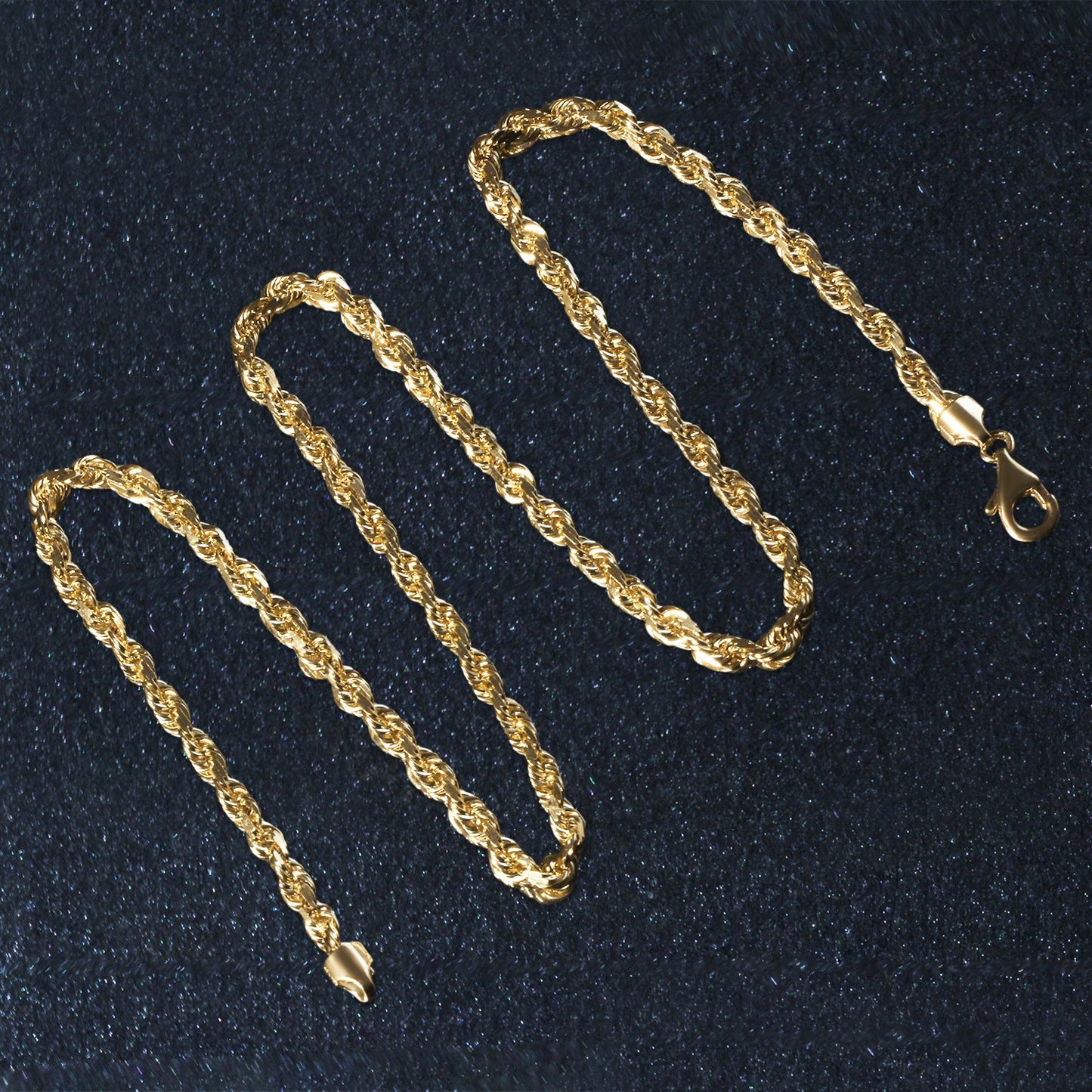 14K Yellow Gold Solid Diamond Cut Rope Chain Necklace (5.00 mm)