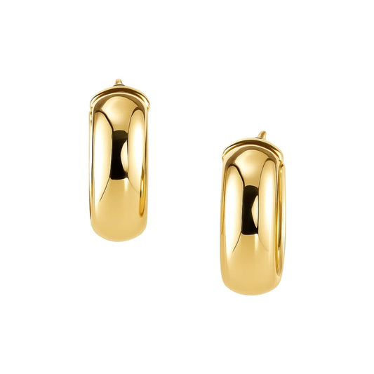 14K Yellow Gold Wide Medium Hoop Earrings | Snap Lock