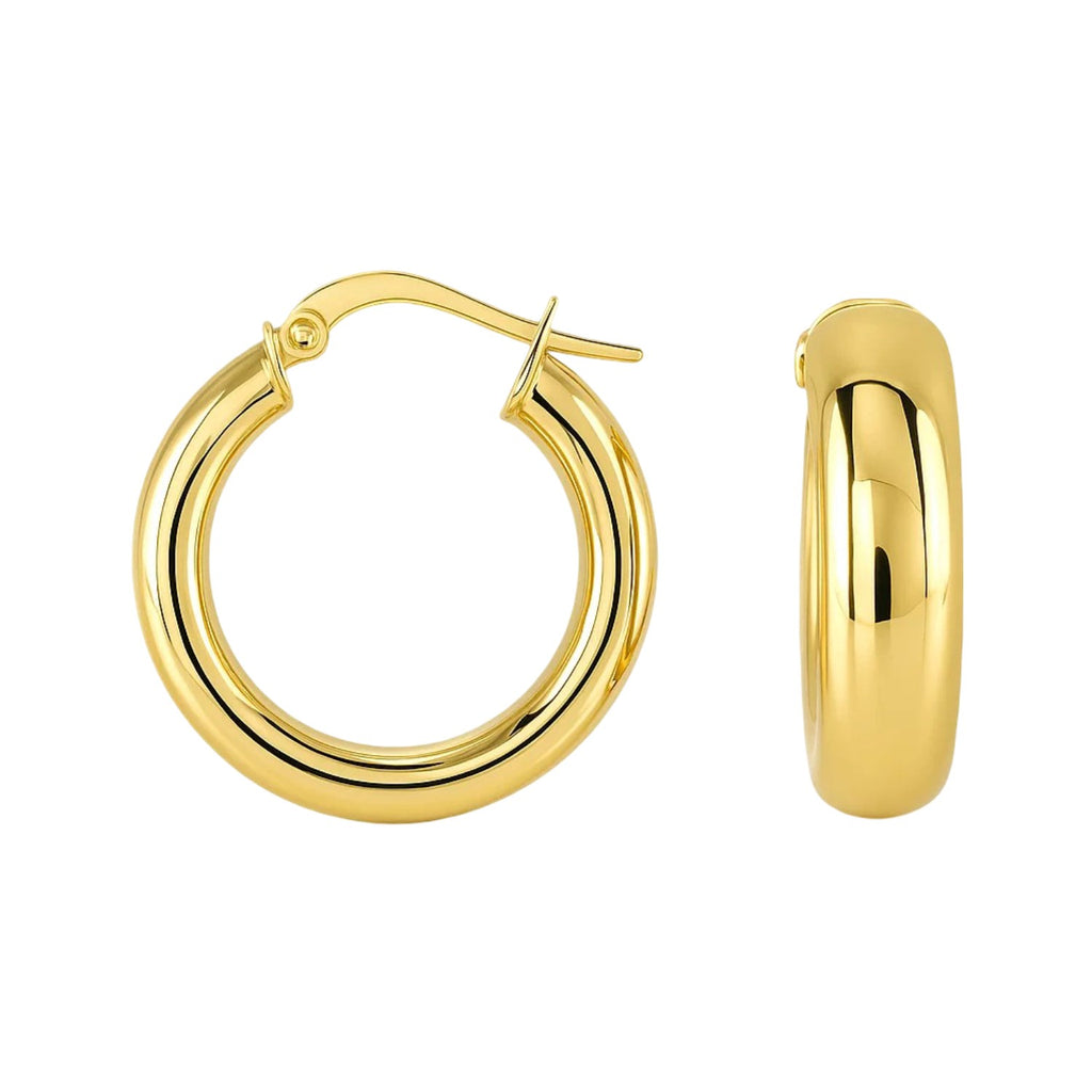 14K Yellow Gold Wide Medium Hoop Earrings | Snap Lock
