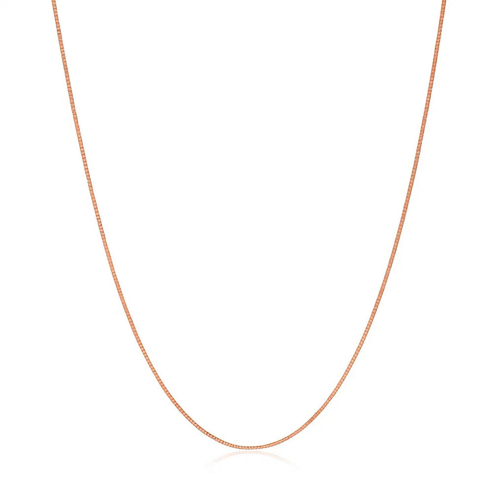 14K Rose Gold Classic Box Chain Necklace (0.45mm) – True Pure Gold