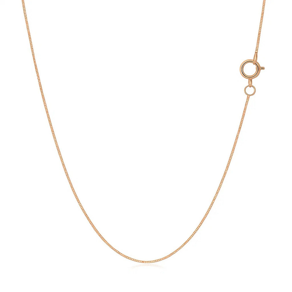 14K Rose Gold Classic Box Chain Necklace (0.45mm) – True Pure Gold
