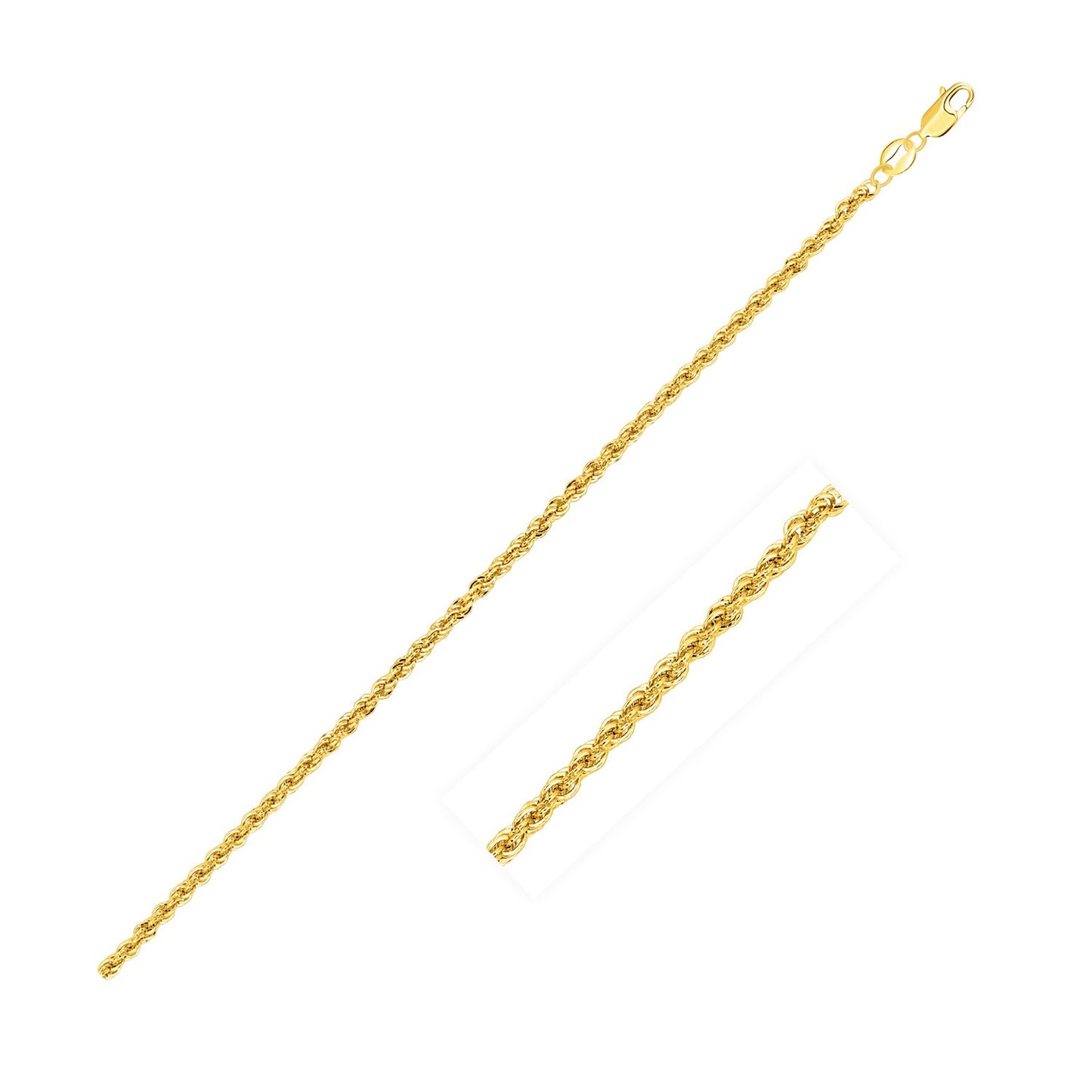 14K Yellow Gold Light Rope Chain Necklace (2.00 mm)