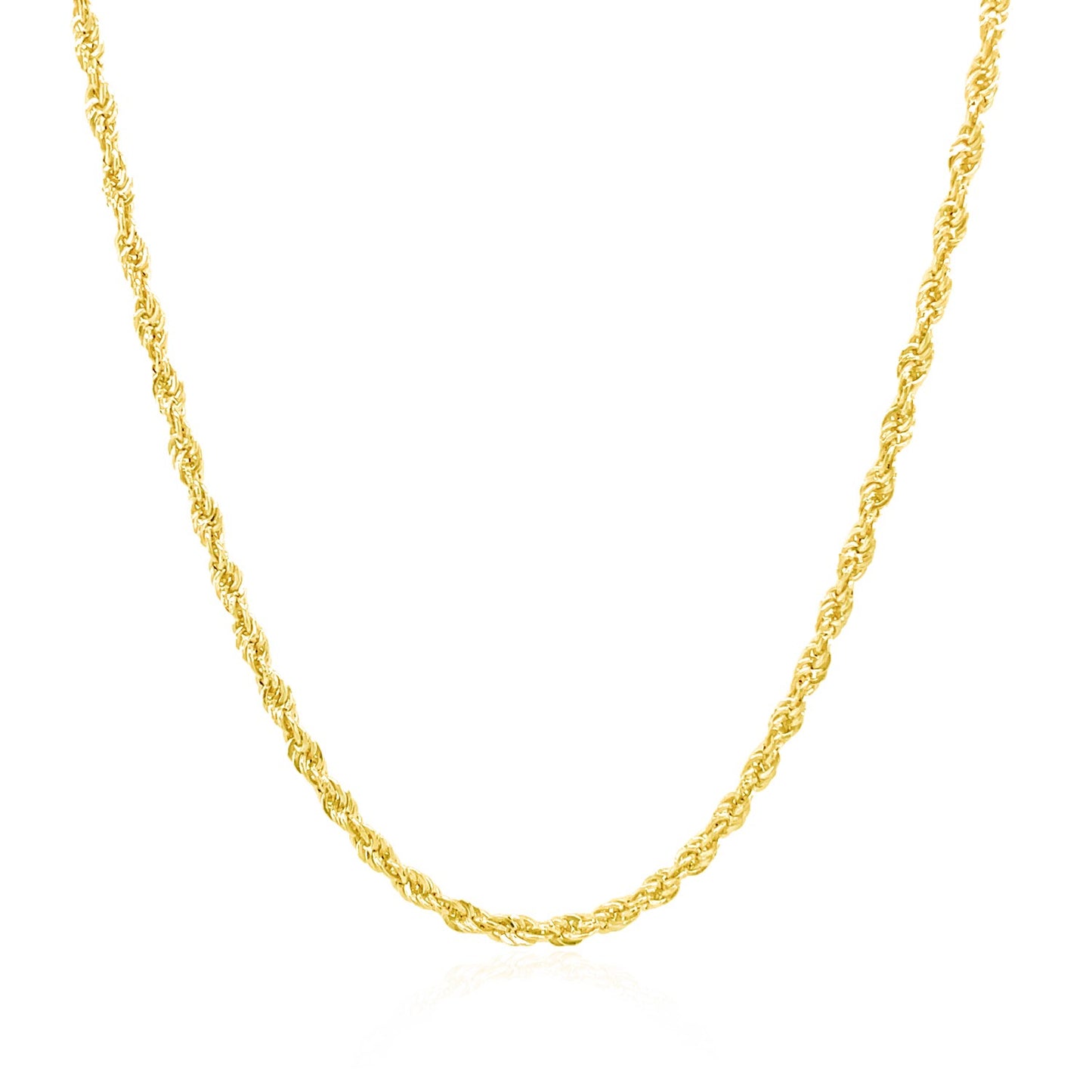 14K Yellow Gold Light Rope Chain Necklace (2.00 mm)