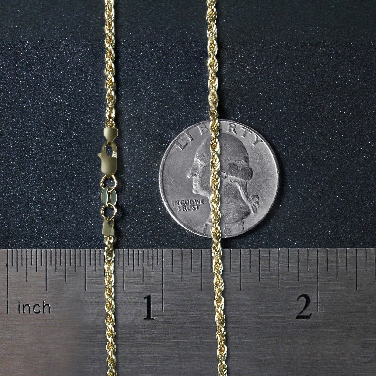 14K Yellow Gold Light Rope Chain Necklace (2.00mm)