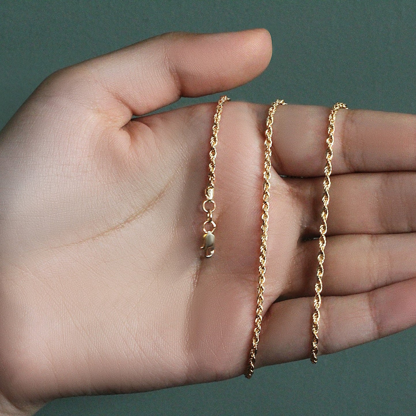 14K Yellow Gold Light Rope Chain Necklace (2.00 mm)