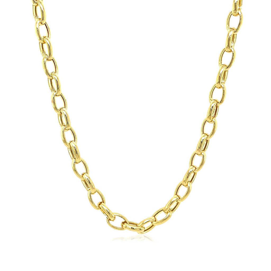 14K Yellow Gold Oval Rolo Chain – 4.60mm, Solid Gold