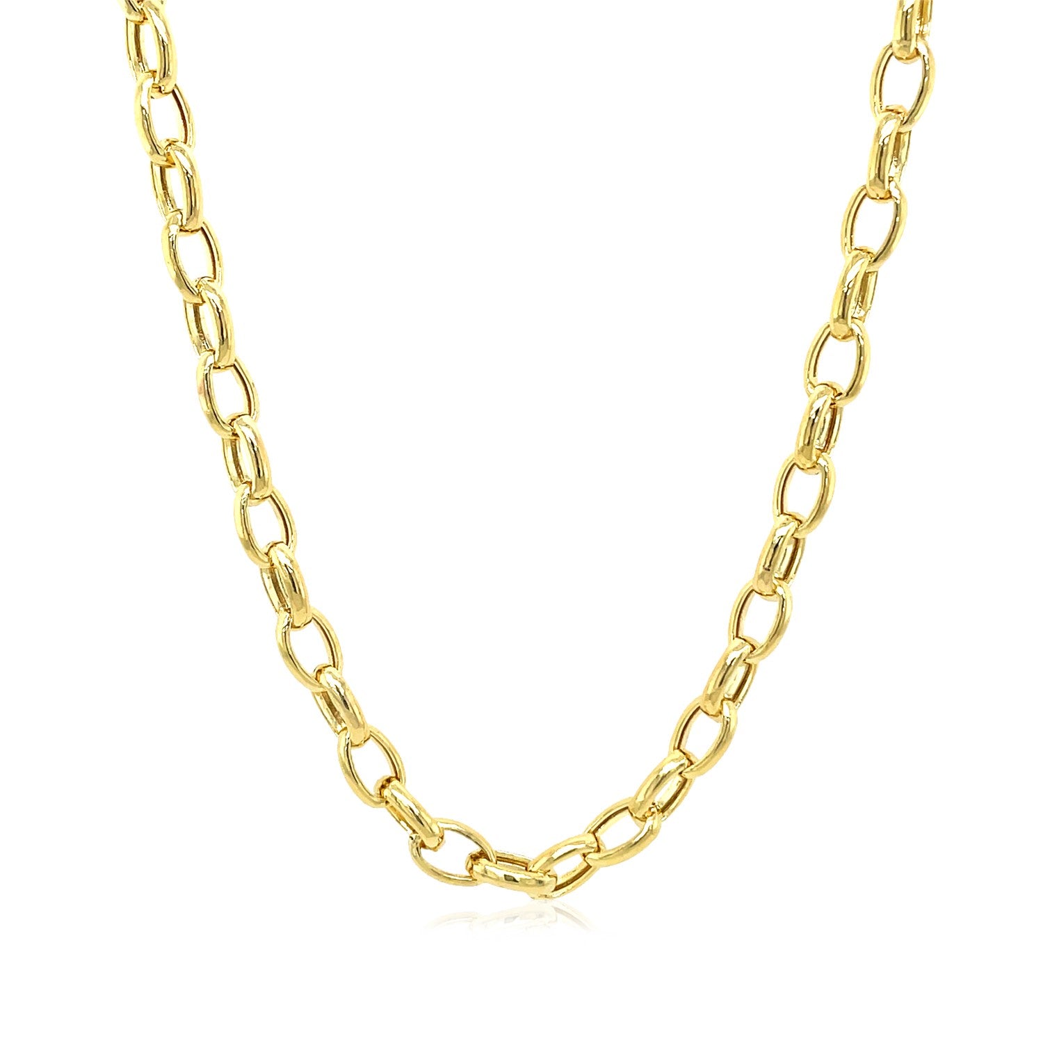 14K Yellow Gold Oval Rolo Chain – 4.60mm, Solid Gold