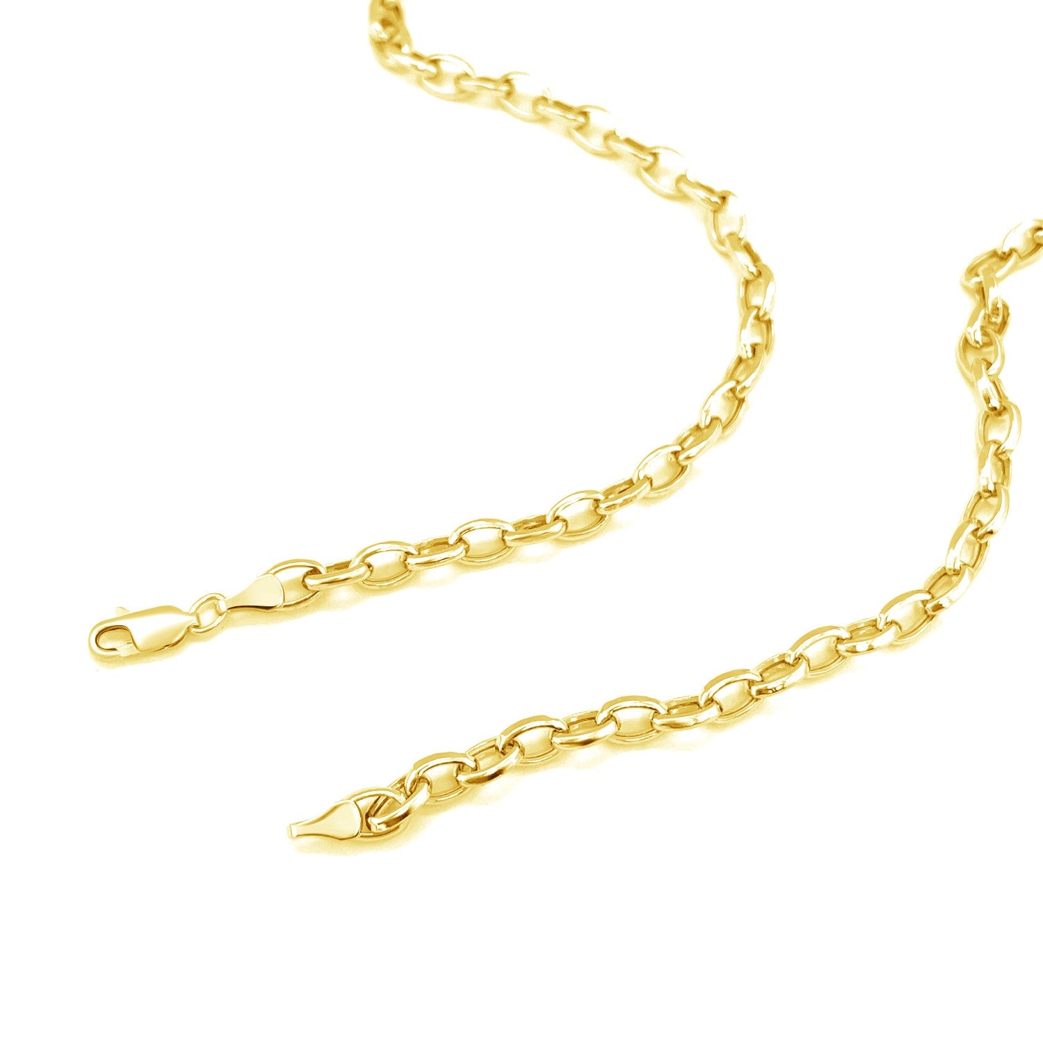 14K Yellow Gold Oval Rolo Chain – 4.60mm, Solid Gold