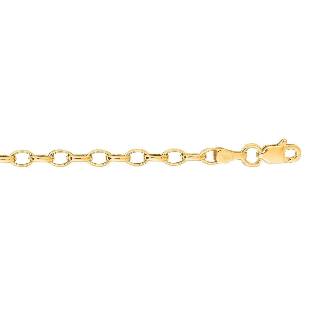 14K Yellow Gold Oval Rolo Chain – 4.60mm, Solid Gold