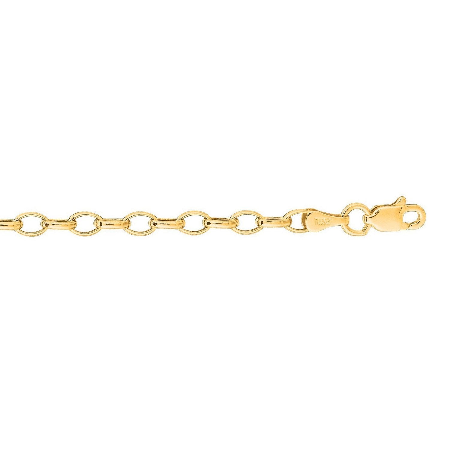 14K Yellow Gold Oval Rolo Chain – 4.60mm, Solid Gold
