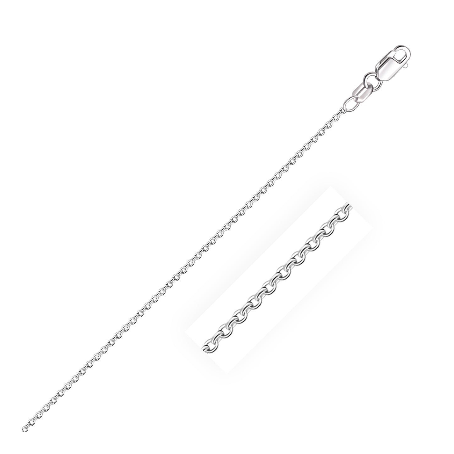 18K White Gold Round Cable Chain Necklace (1.50 mm)