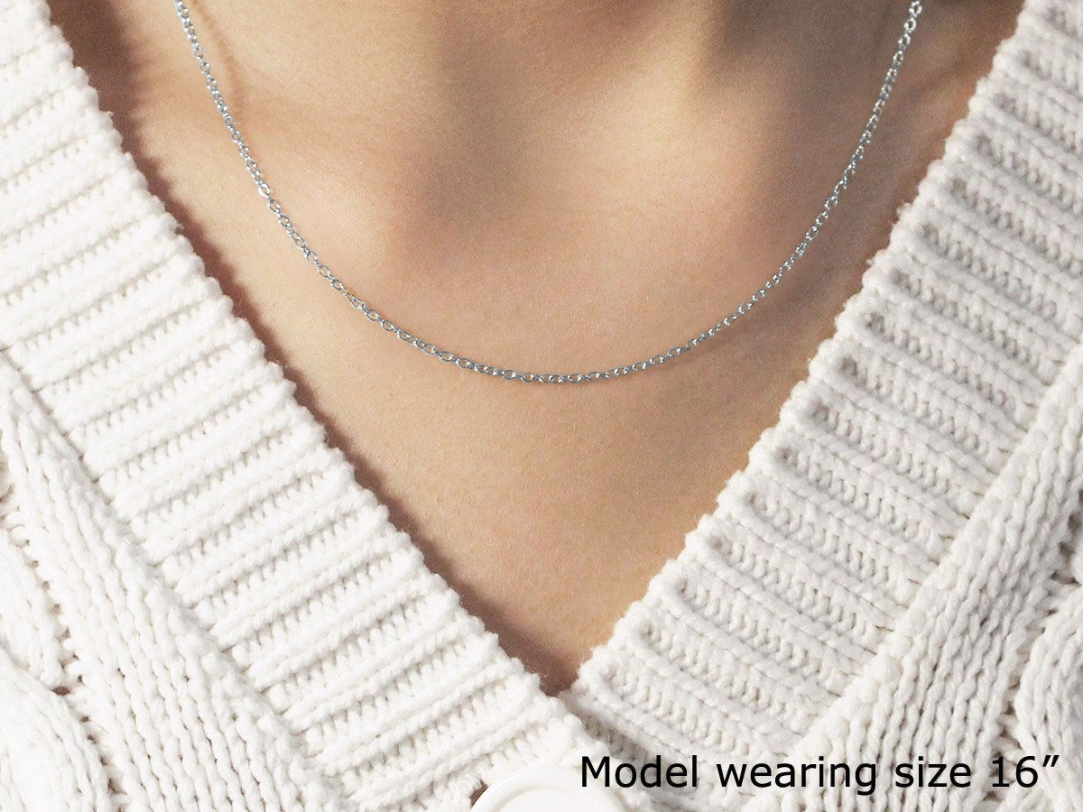 18K White Gold Round Cable Chain Necklace (1.50 mm)