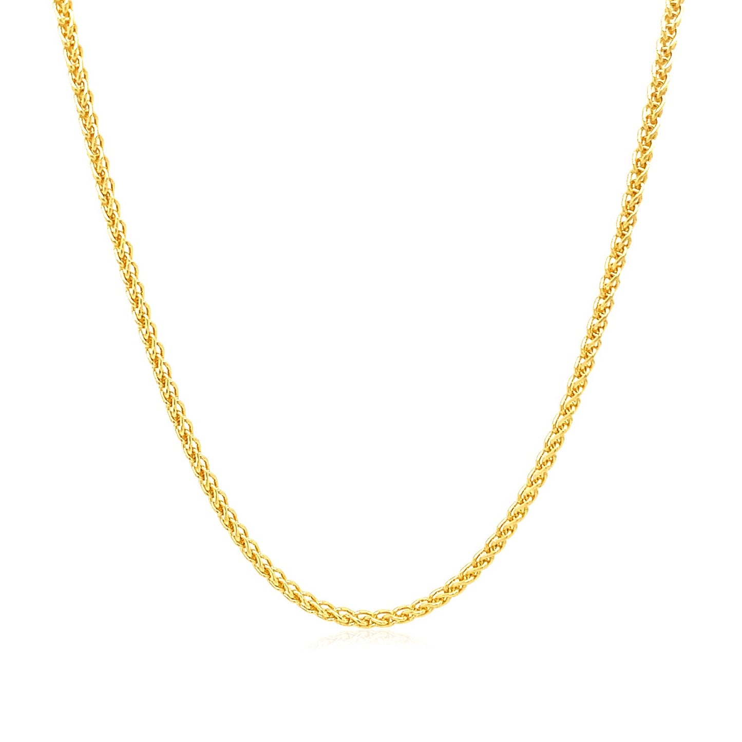 14K Yellow Gold Round Wheat Chain Necklace (1.50 mm)