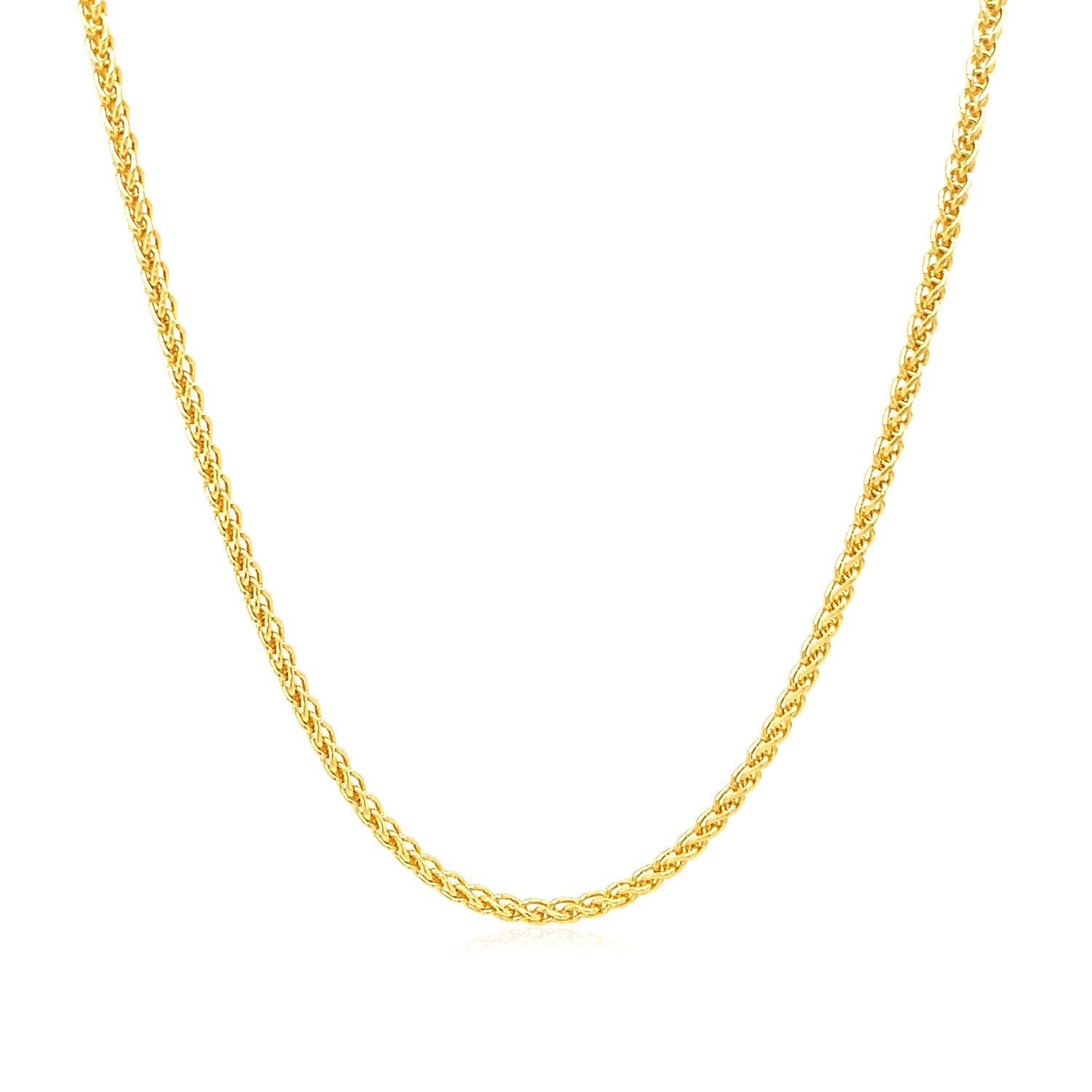 14K Yellow Gold Round Wheat Chain – 1.50mm, Solid Gold
