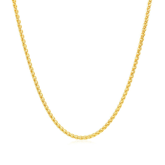 14K Yellow Gold Round Wheat Chain Necklace (1.50 mm)