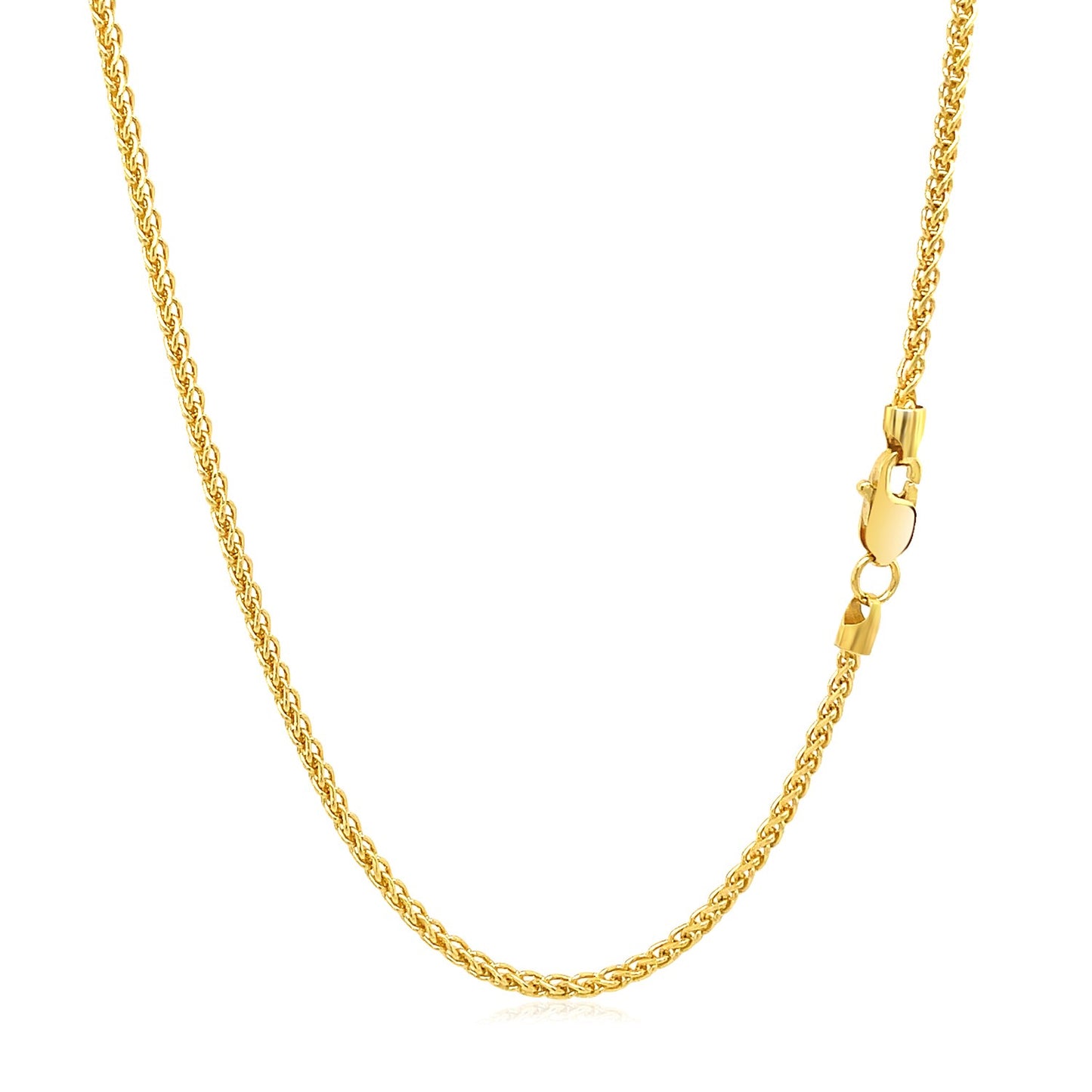 14K Yellow Gold Round Wheat Chain Necklace (1.50 mm)