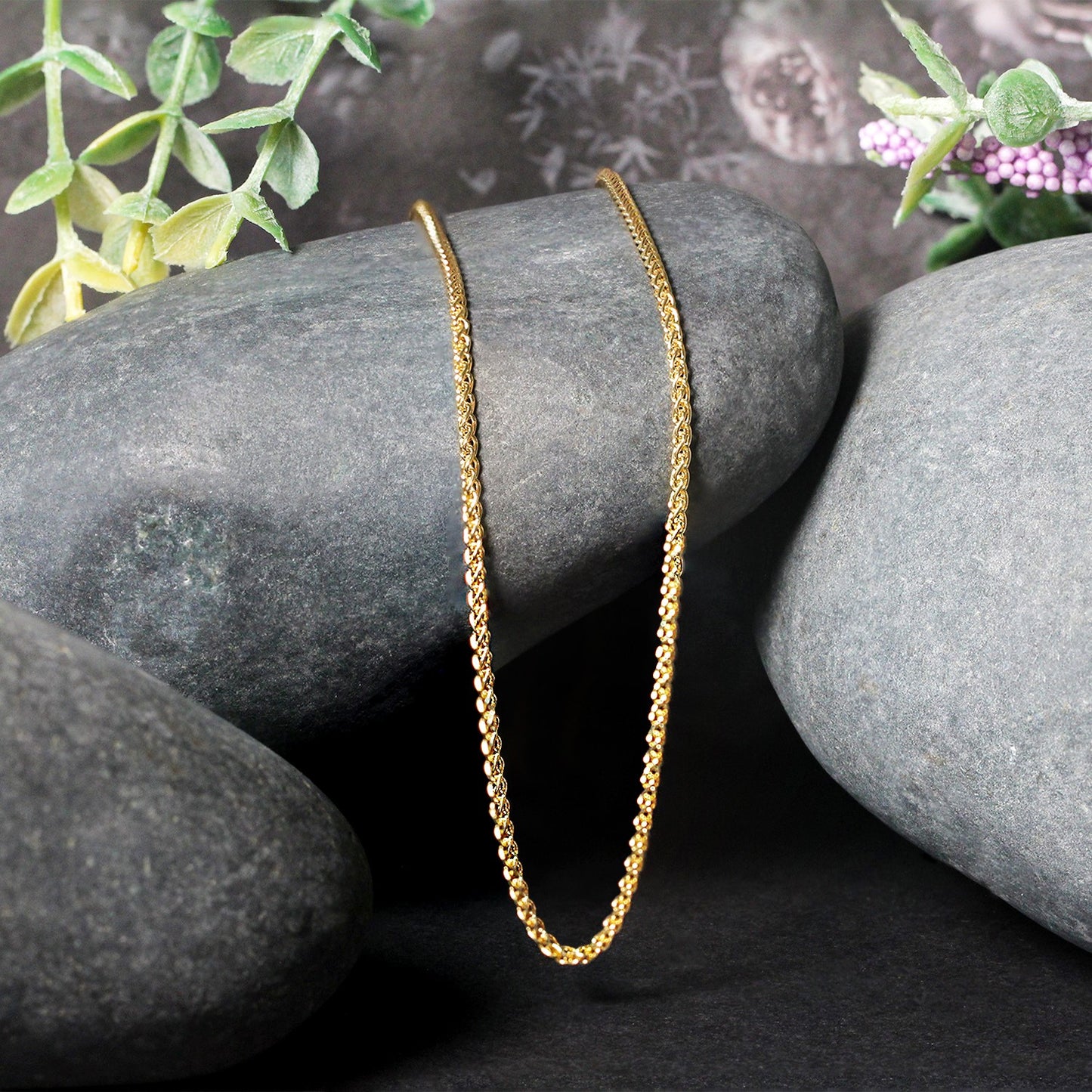 14K Yellow Gold Round Wheat Chain Necklace (1.50 mm)