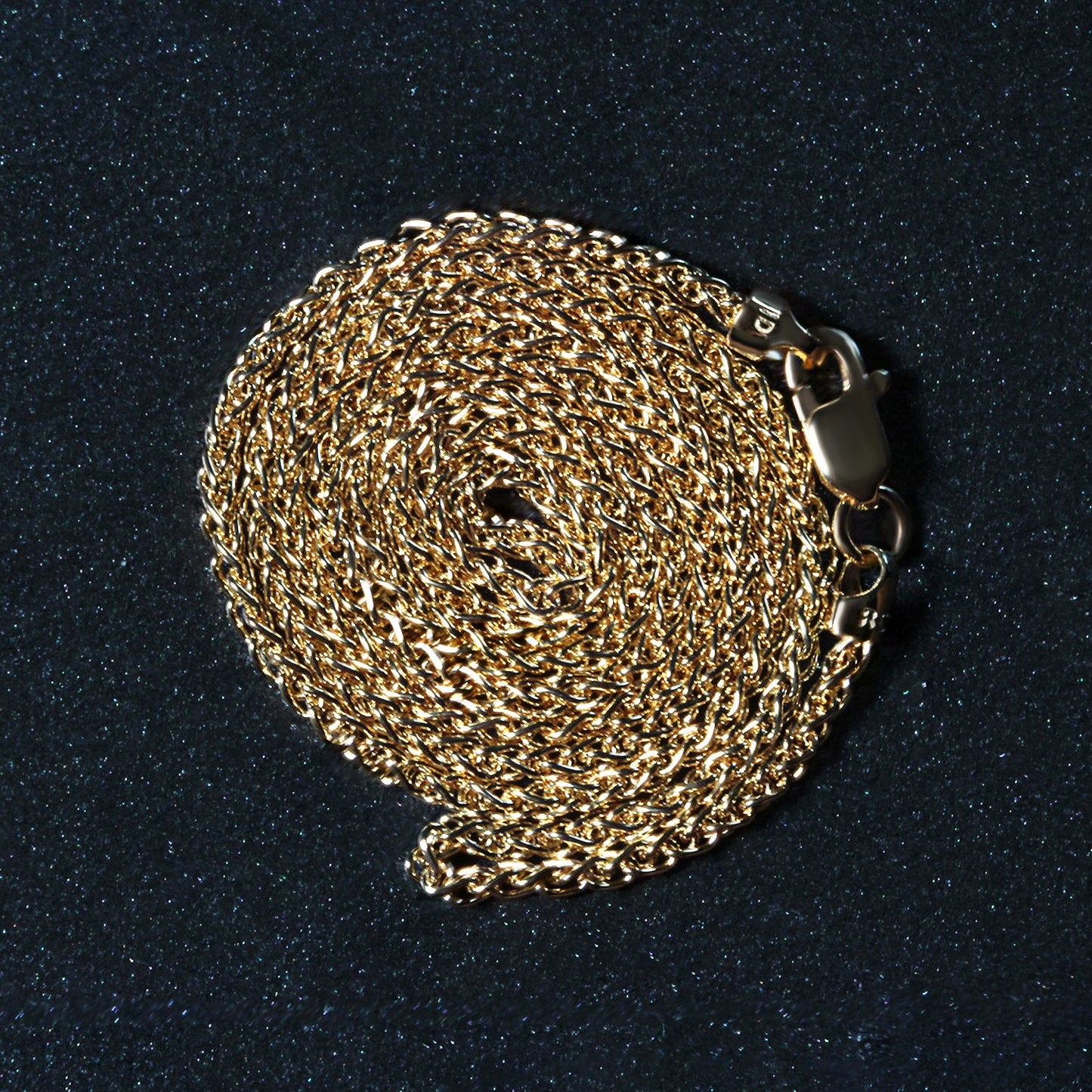 14K Yellow Gold Round Wheat Chain Necklace (1.50 mm)