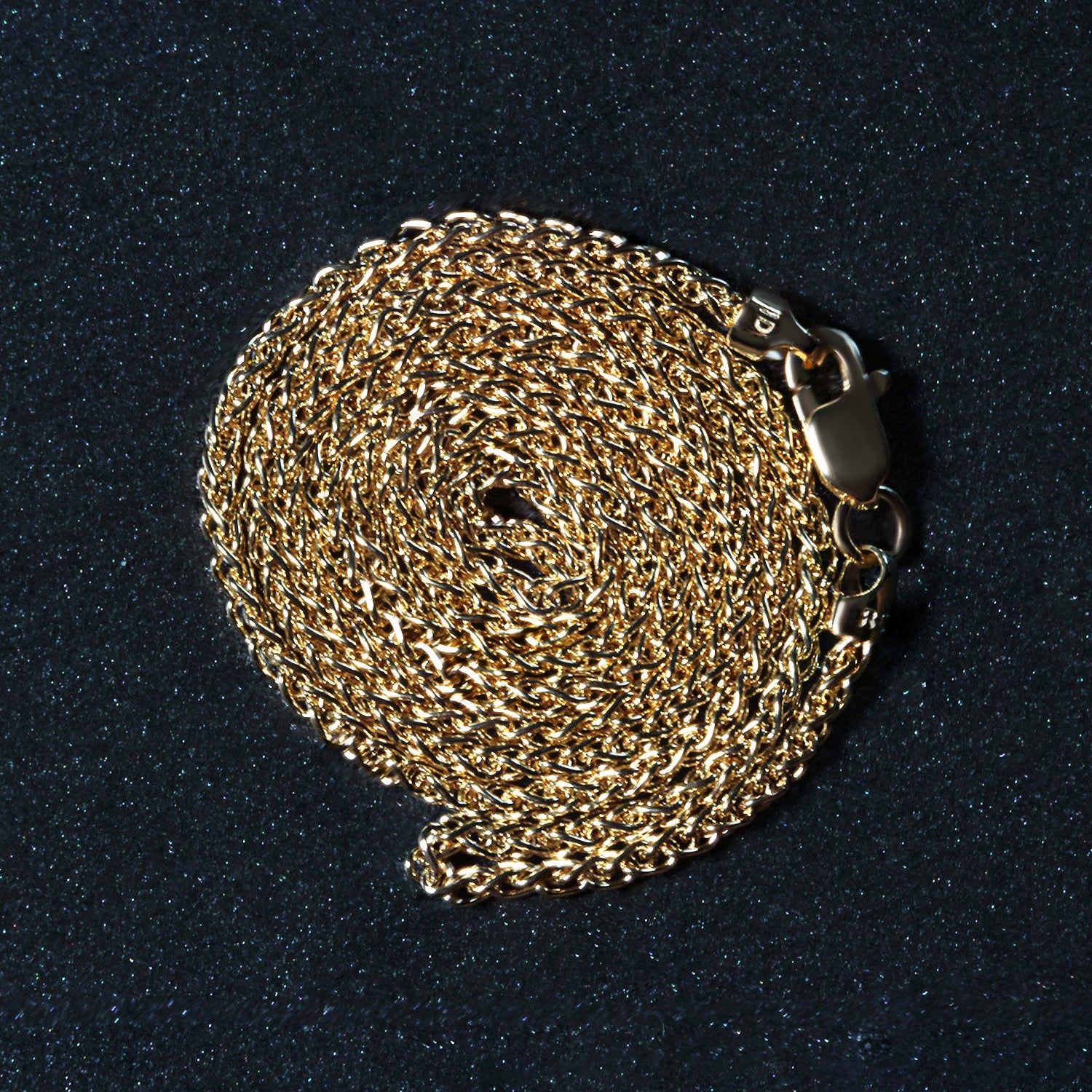 14K Yellow Gold Round Wheat Chain – 1.50mm, Solid Gold