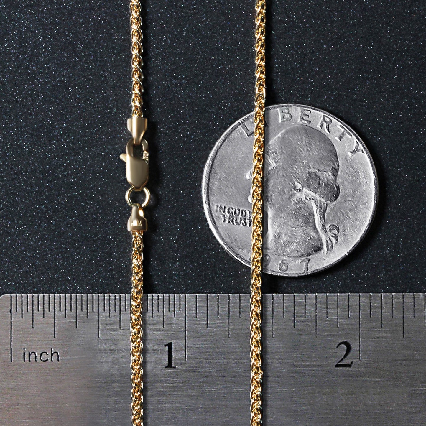 14K Yellow Gold Round Wheat Chain Necklace (1.50 mm)