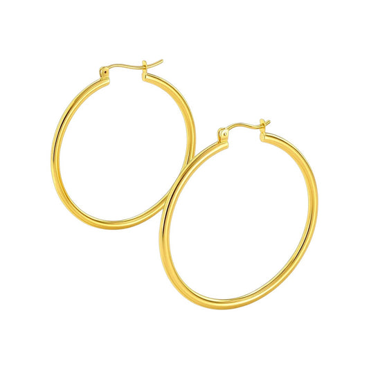 14k Yellow Gold Polished Hoop Earrings (1.5x40mm)
