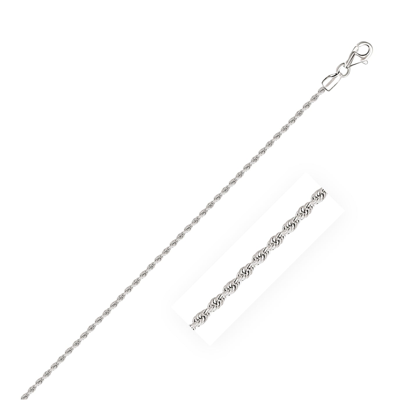 14K White Gold Solid Diamond Cut Rope Chain Necklace (1.80 mm)
