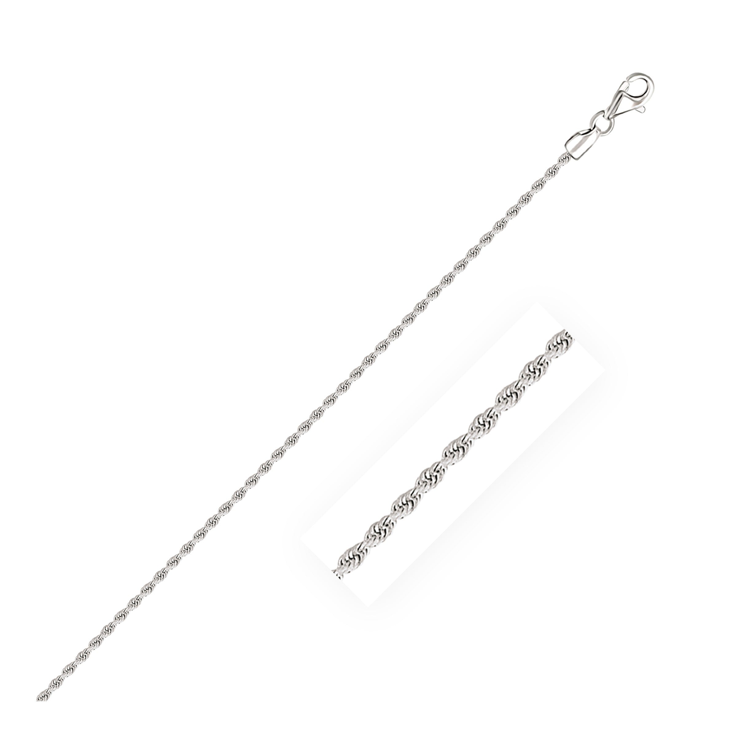 14K White Gold Solid Diamond Cut Rope Chain Necklace (1.80 mm)