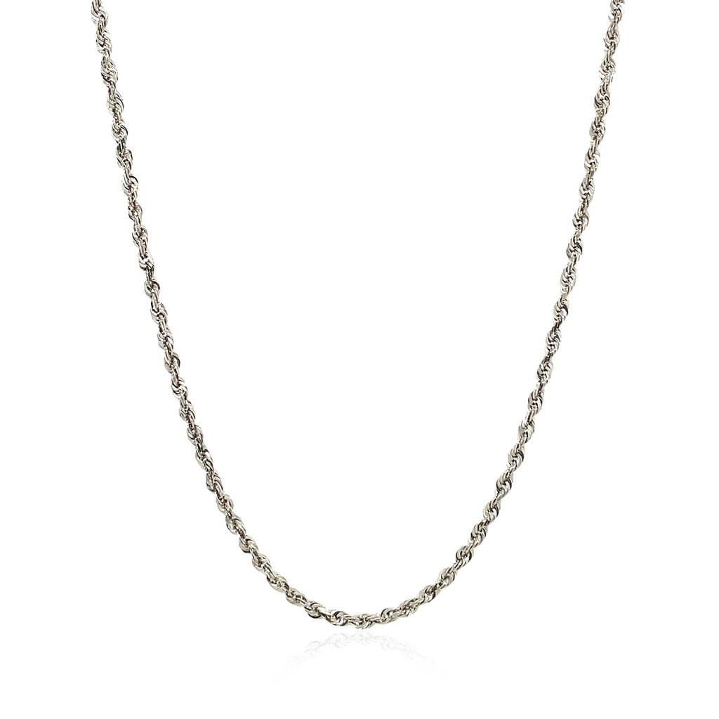 14K White Gold Solid Diamond Cut Rope Chain Necklace (1.80 mm)