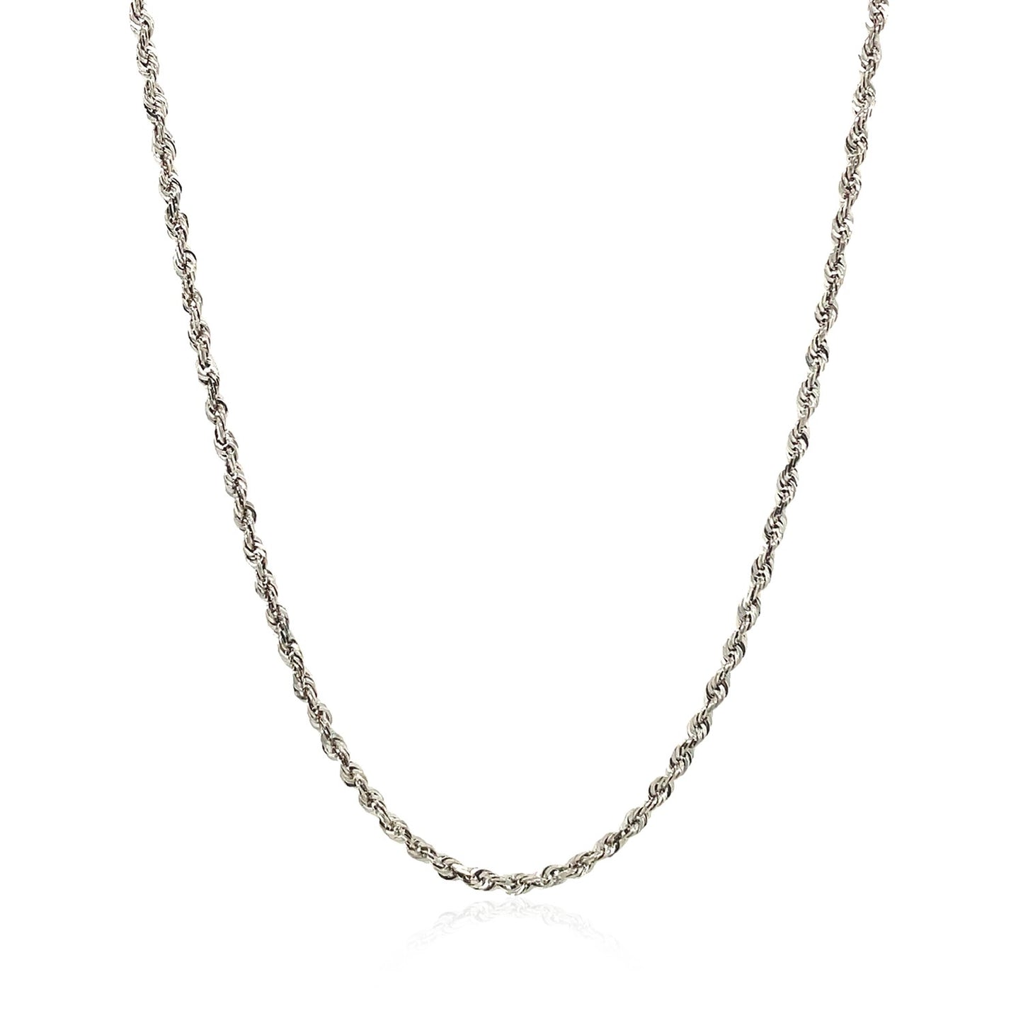 14K White Gold Solid Diamond Cut Rope Chain Necklace (1.80 mm)