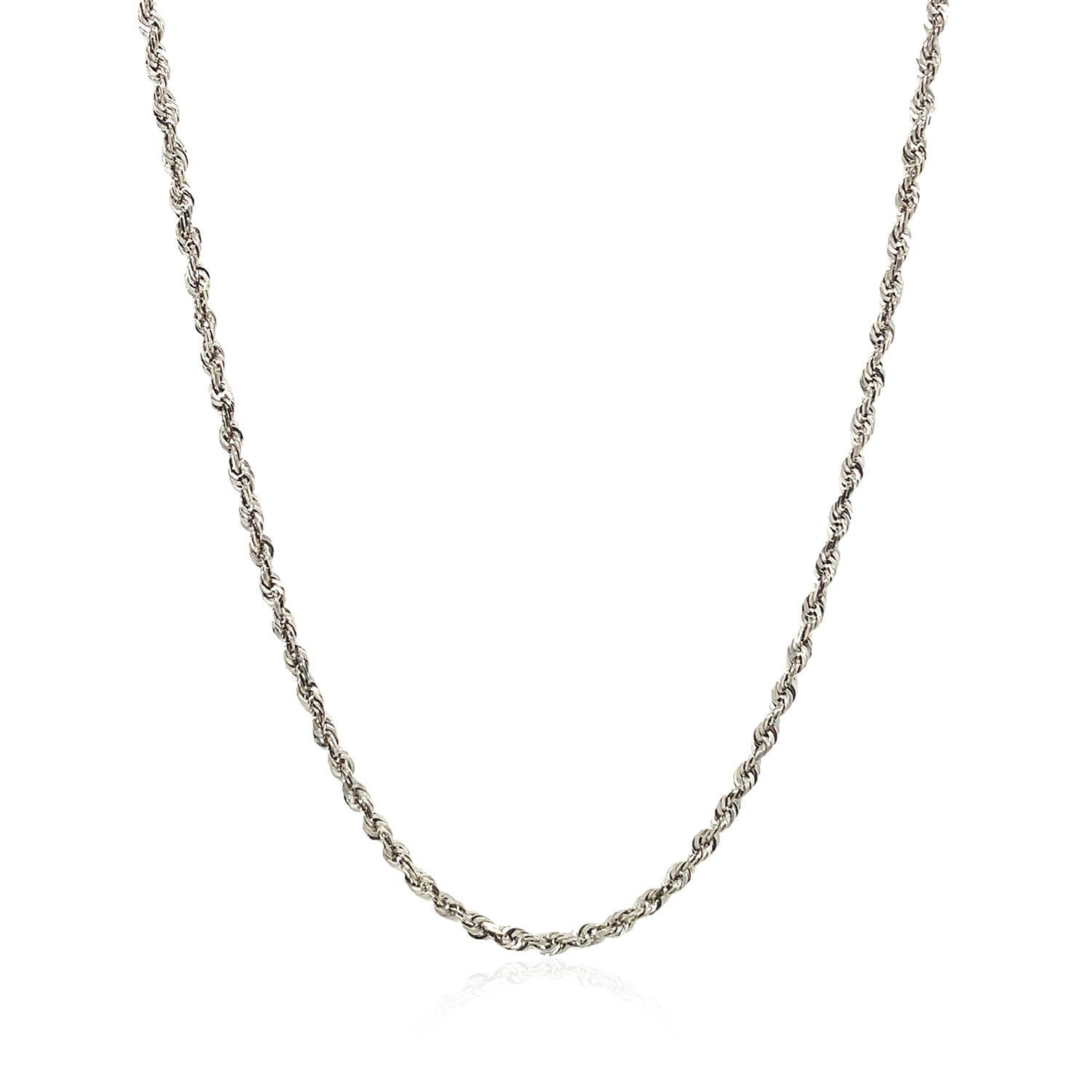 14K White Gold Solid Diamond Cut Rope Chain Necklace (1.80 mm)