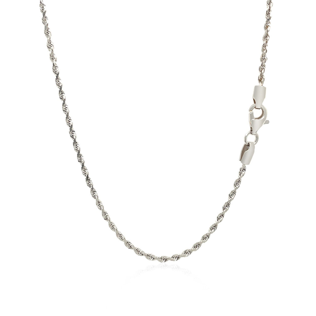 14K White Gold Solid Diamond Cut Rope Chain Necklace (1.80 mm)