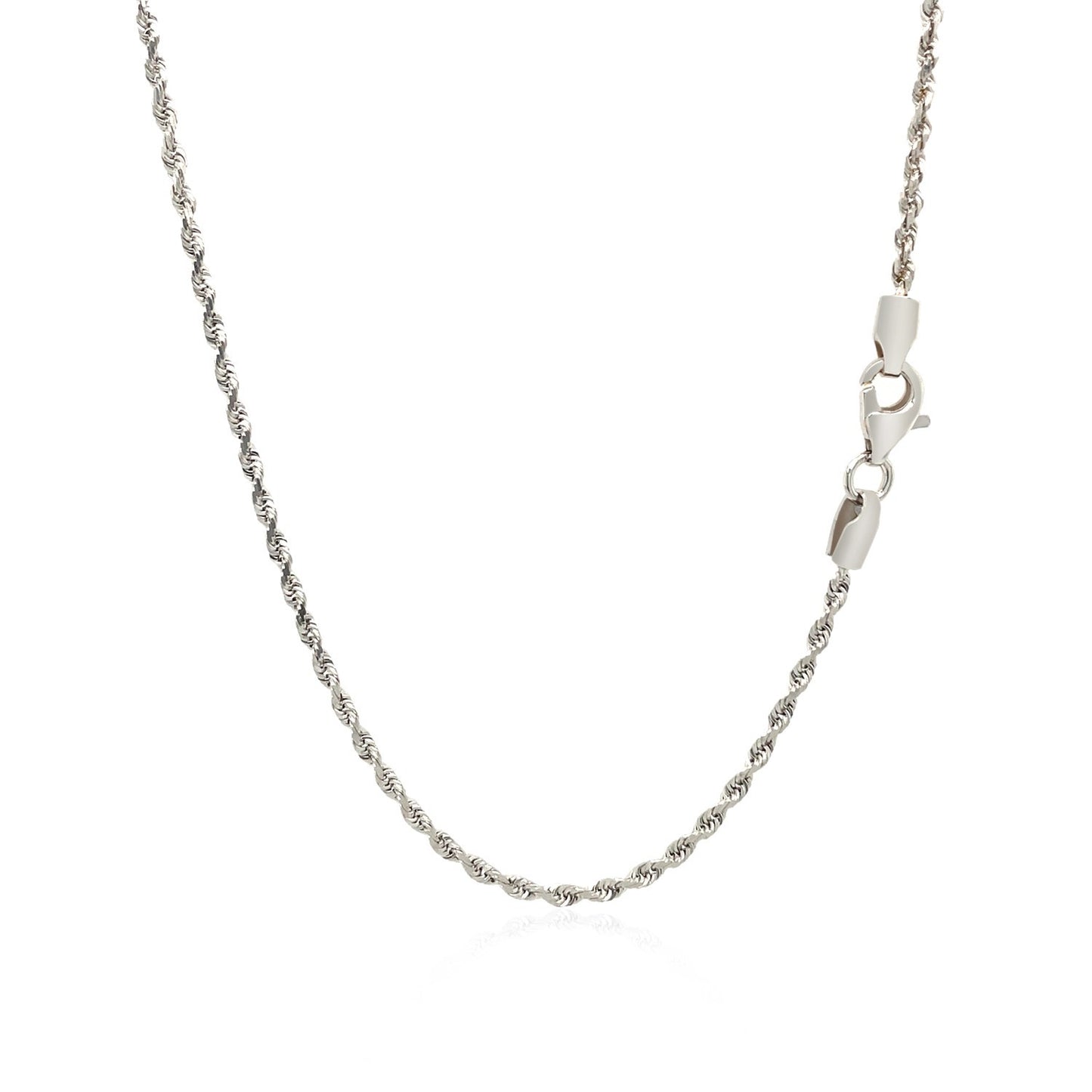 14K White Gold Solid Diamond Cut Rope Chain Necklace (1.80 mm)