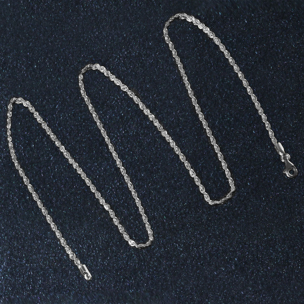 14K White Gold Solid Diamond Cut Rope Chain Necklace (1.80 mm)